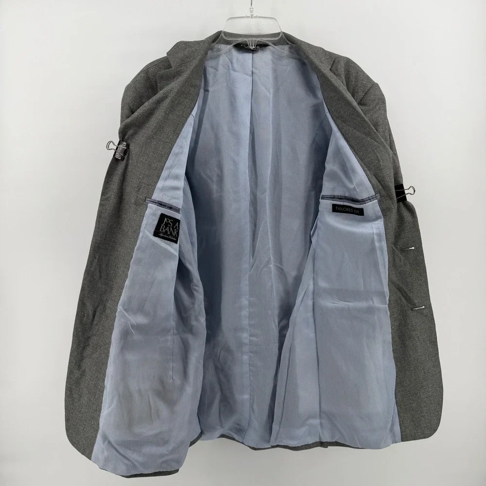 Jos. A. Bank Sport Coat Mens 42L Gray 100% Silk Signature Collection Blazer